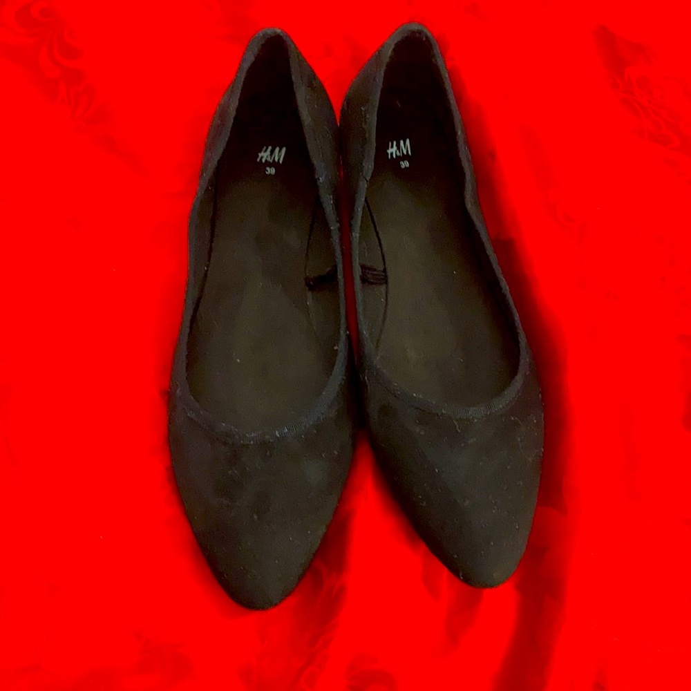 H&M Black Sude Flats S:8